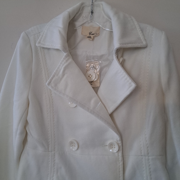 Forever 21 White Double Breasted Pea Coat - Picture 2 of 4